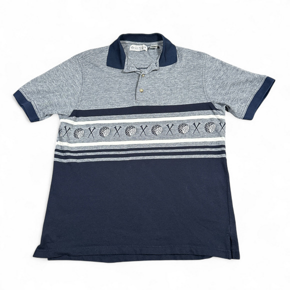 Vintage Penguin Grand Slam Polo Shirt Adult MEDIUM Blue White Golf Preppy 90s - Picture 1 of 10